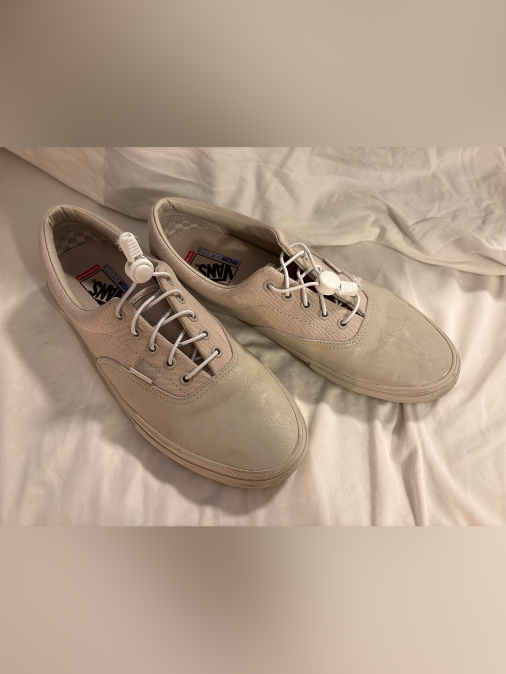 VANS ERA Khaki Canvas & Leather Skate Sneakers — Size 12 🛹